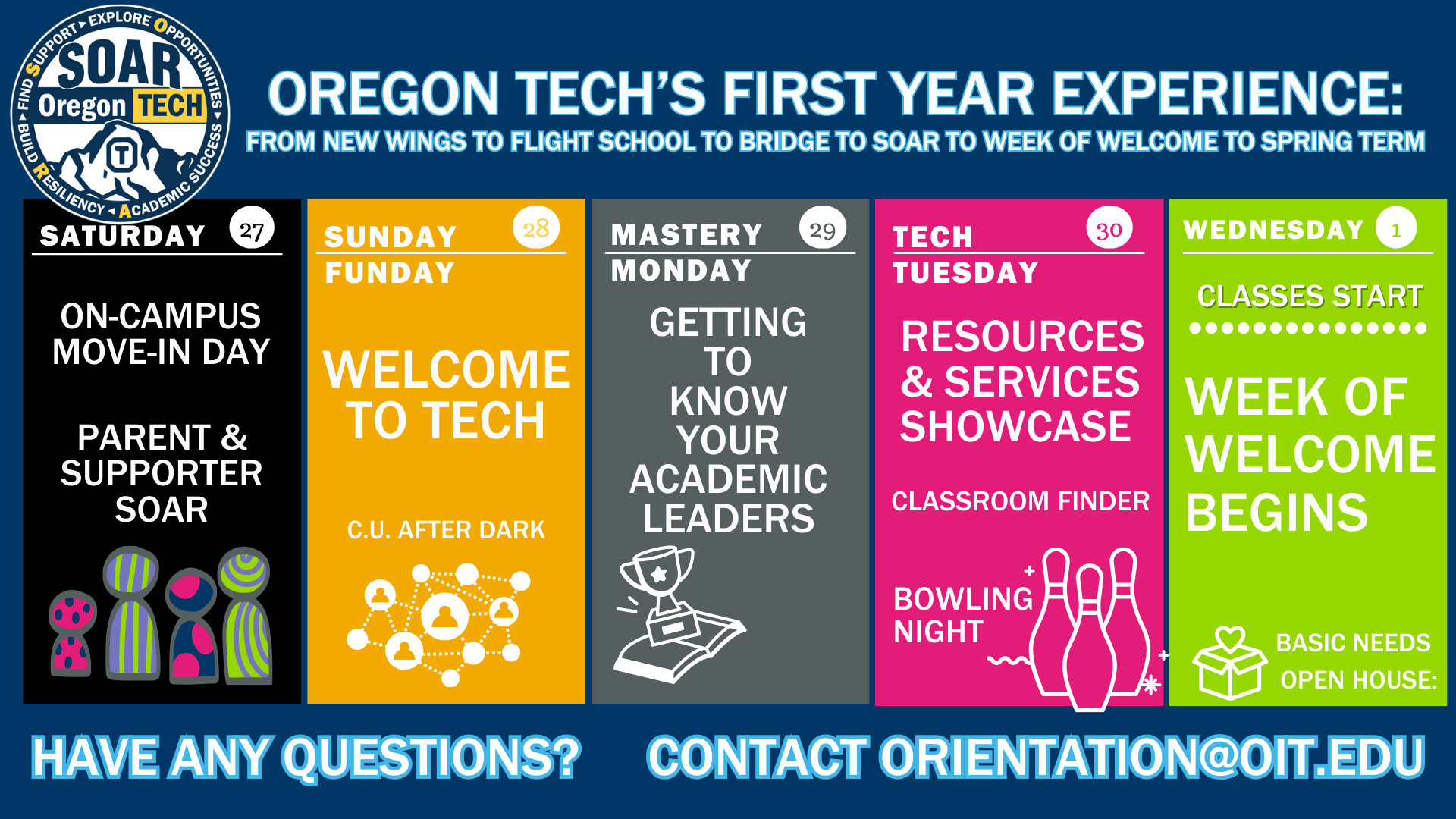 SOAR 2025 Schedule at a glance. Go to https://www.canva.com/design/DAGwMLrEss4/6PMUymTFD5qVMpxOH0MFcA/view?utm_content=DAGwMLrEss4&utm_campaign=designshare&utm_medium=link2&utm_source=uniquelinks&utlId=h7c40a40ec5 to view the graphic.