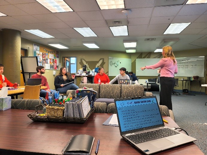 TOP student interact with Cassy Harter, Career Advisor, during TOP Tuesday.