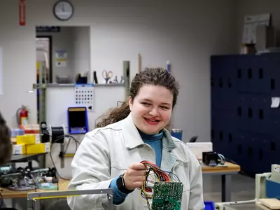 Student in the Canyon Creek lab facility