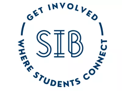 SIB Logo with text Get Involved, Where students connect