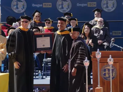 OHSU President Elnahal receiving honorary doctorate