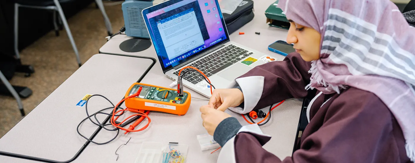 Student working on Electronics Lab.