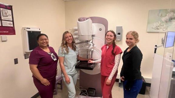 Oregon Tech students with mammography machine