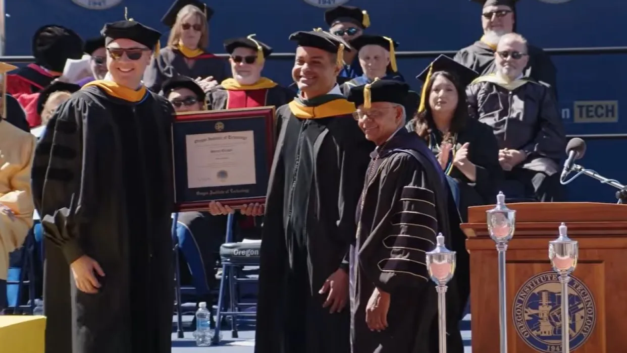 OHSU President Elnahal receiving honorary doctorate