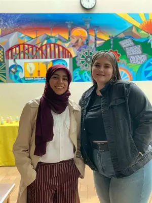 Artists Kawthar Alfilfel, left, and Eleanor Kenyon, right