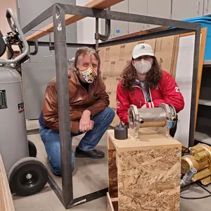 Mechanical Engineering professor Sean Sloan & Mechanical Engineering senior Brandon Foose