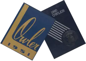 Front covers of the Owler yearbooks from 1951 and 1980