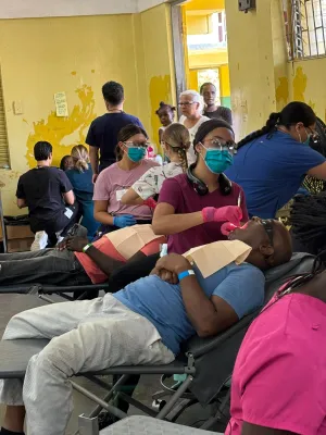 Students providing dental care in Jamaica