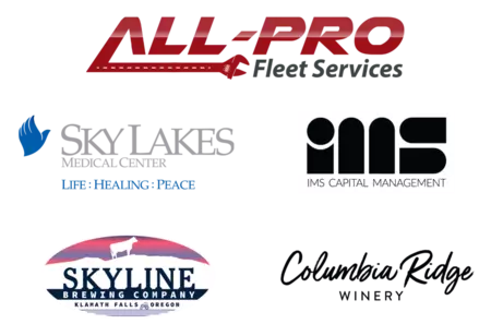 All Pro Fleet Services Logo; Sky Lakes Medical Center Logo; IMS Capital Logo; Columbia Ridge Winery Logo; Skyline Brewery  Logo