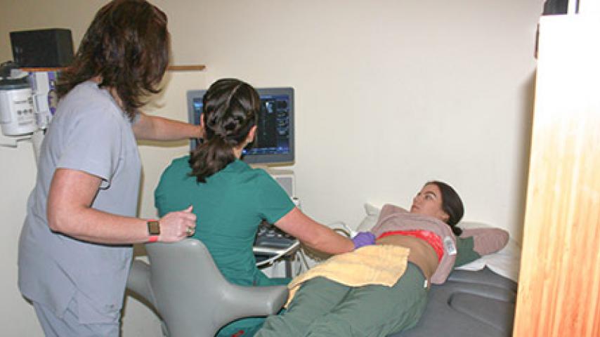 Sonography Students Using Technology